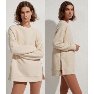 VARLEY Manning Sweatshirt Longline Ottoman Rib in Oatmeal Marl Size XL